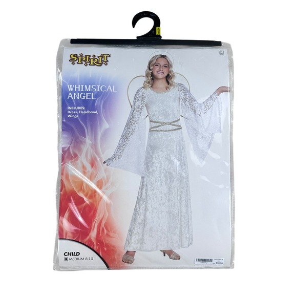 Spirit Whimsical Angel Costume with iMucci LED Wings Medium 8-10 Dress Halo - Picture 2 of 13